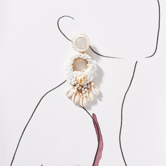 New Anthropologie Rock + Bone Alexi Clip On Shell Earrings Beach Coastal - Picture 3 of 8